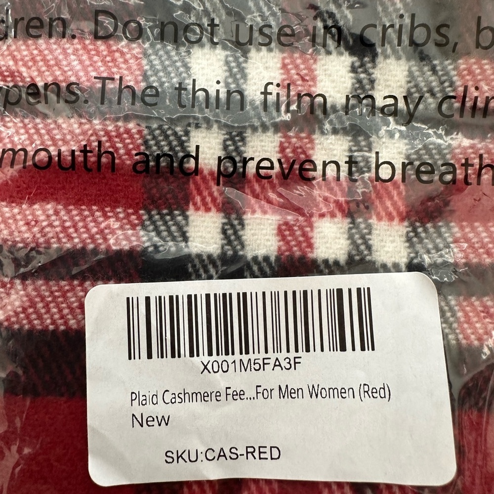 Red Plaid Cashmere Feel Scarf